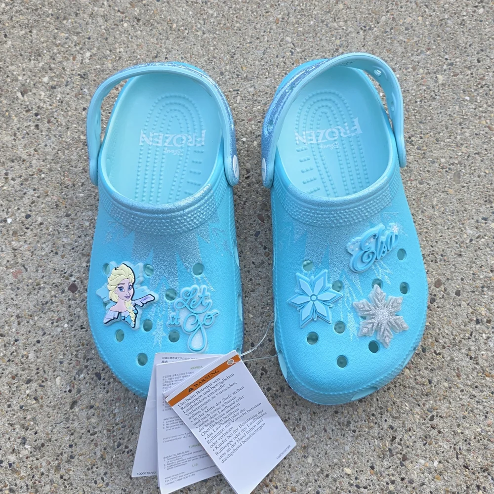 Frozen Kids Blue Crocs Sandals Youth Girls 4Y